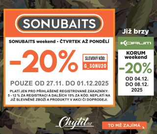 Víkend SONUBAITS💥 Připravili jsme pro Vás slevovou akci na produkty anglické firmy SONUBAITS 🟠⚫️ Začínáme již tento...